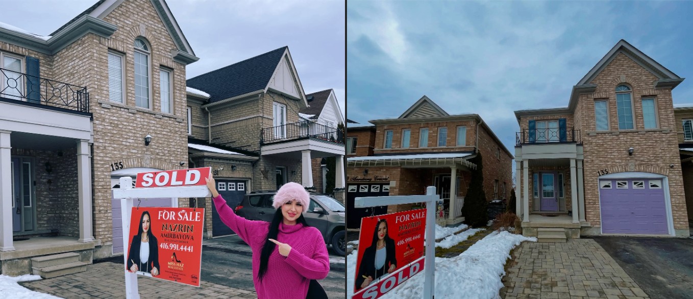 Sold home in Bradford with sign and exterior views